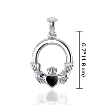 Irish Claddagh Silver Pendant with Gemstone Inlay TP101 - Jewelry